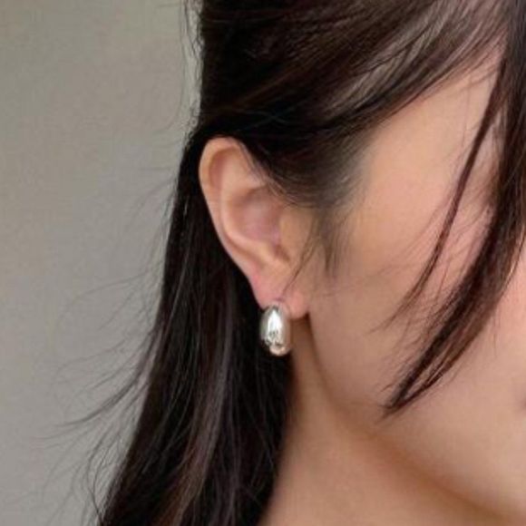 Silver Color Small Drop Earrings. Dome Earrings - Picture 4 of 5